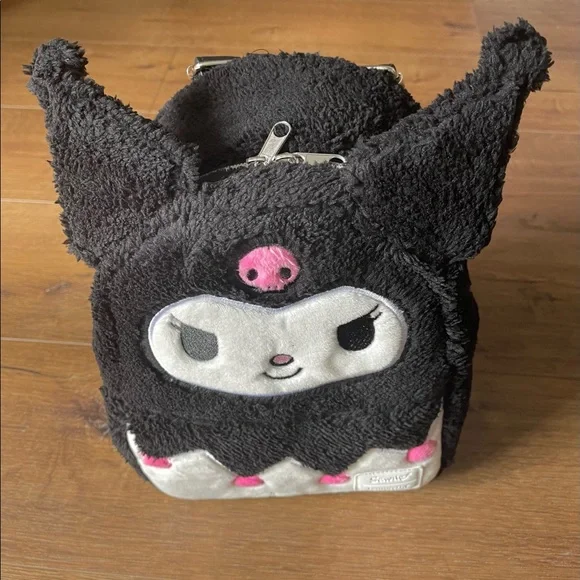 One Left! LOUNGEFLY (Sanrio)-NWT Fluffy Kuromi Mini Backpack - Picture 8 of 15